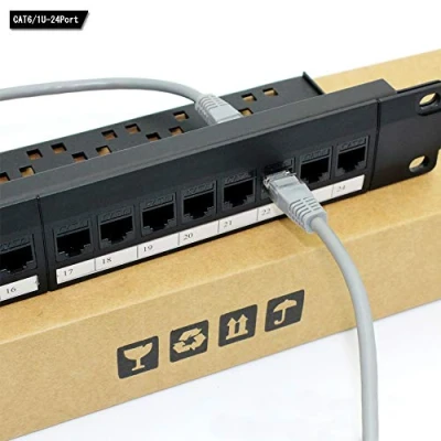 Immagine di Pannello Patch Di Rete, 24 Port 1U Rack Montabile Cat6 Mini Rete Rj45 110 Pro, Facile Da Installare, Distinzione Del Cavo, Nessuna Ruggine E Durevole (Rj45 Diritta)