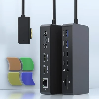 Immagine di Microsoft Surface Dock Triplo display 2 HDMI+VGA, 12 in 1 Docking Station per Pro 11/10/9/8/X/7/6/5/4/3, Laptop 7/6/5/4/3/2/1, Go 3/2/1, Book