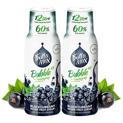 Immagine di 2 x FruttaMax Concentrato Sciroppi di frutta Meno zucchero con il 60% contenuto adatto per macchina bibite (2 500 ml) Ribes nero)