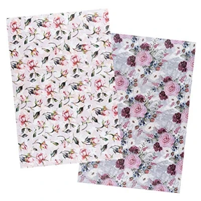 Immagine di Ideen mit Herz 2 fogli di carta riso pregiata per decoupage DIN A4 diversi disegni vintage, Natale e molto altro ancora (fiori 26)