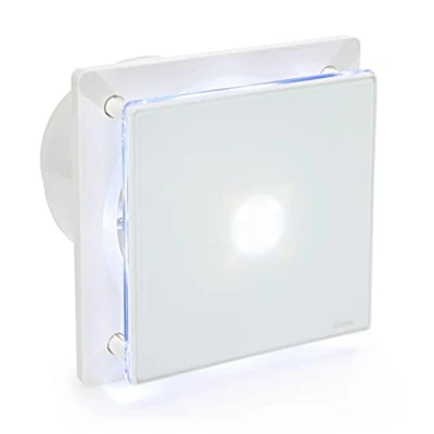 Immagine di STERR Ventilatore da bagno bianco 150 mm con LED Frontale in vetro Aspetto moderno BFS150L 25 W