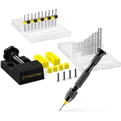 Immagine di TROTEC Set trapano a mano 37 pezzi mini utensile manuale per modellismo, bricolage e fai da te