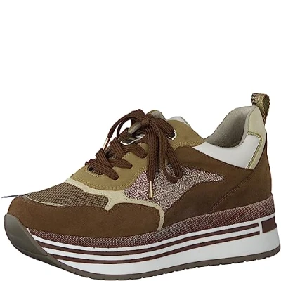 Immagine di MARCO TOZZI Sneakers con Zeppa Donna Eleganti Lacci, Cognac Comb, 40 EU