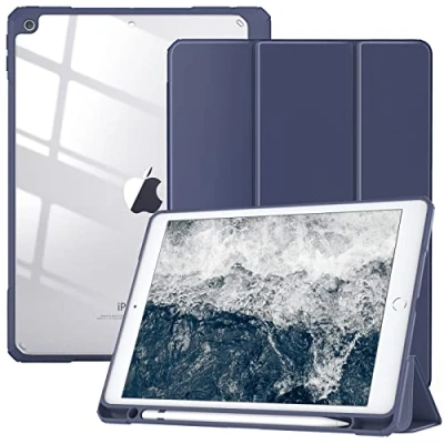 Immagine di TiMOVO Custodia Compatibile con Nuovo iPad 9a Gen 2021/iPad 8a 10.2&quot; 2020, Portapenne, Case Protezione Supporto, Proteggi Tablet Auto Sveglia/Sonno 7a 2019 Blu Marino