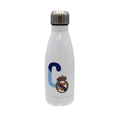 Immagine di CYPBRANDS B 12C RM, Real Madrid Bottiglia d&#039;Acqua in Acciaio Inox, Chiusura ermetica, con Motivo Lettera C Blu, 550 ml, Colore: Bianco, Prodotto Ufficiale (CyP Brands) Unisex, Multicolour, Standard
