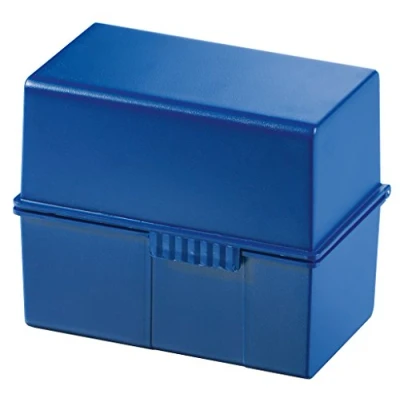 Immagine di Hanlesi Schedario HAN SIGNAL DIN A6 orizzontale 3 pz, design traslucido e attraente per 400 schede con cerniera in acciaio, blu, 976 14