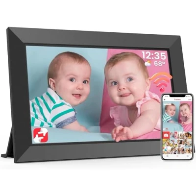 Immagine di FRAMEO Cornice Digitale 10,1 Pollici WiFi, Memoria 32 GB, Schermo Touch IPS HD 1280x800, Rotazione Automatica, Supporto per Scheda Micro SD, Momentos di Condivisione Istantanea