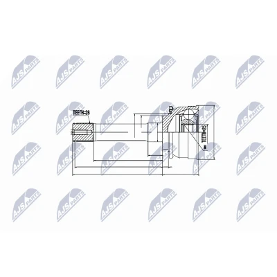 Immagine di NTY NPZ MS 007 Kit Giunto Omocinetico Trasmissione automatica, cambio manuale Assale anteriore Sx, Dx, sul lato del