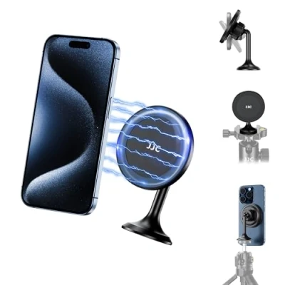 Immagine di JJC Magnetico Telefono Treppiede Adattatore con Rapido Sgancio Base e 1/4 Vite, 60 Inclinabile Magnete IOS Stand Holder Compatibile iPhone 16 15 14 13 12 Pro Max Plus