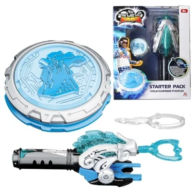 Immagine di Infinity Nado trottola per bambini in metallo, Battle Tops lanciatore di trottole bambini, da 5 6 7 8 9 10 11 12 anni, Starter Pack Gold Warrior Phoenix