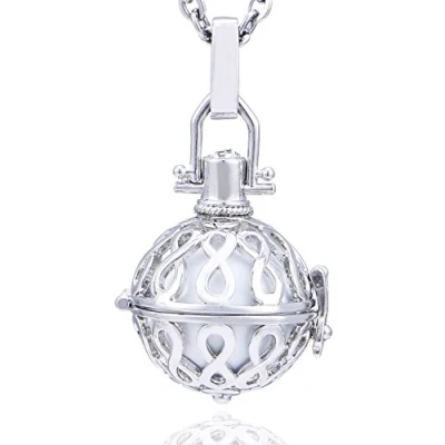 Immagine di Morella Catenina Donna Angelo Custode in Acciaio Inox 70 cm con Ciondolo Infinito e Sfera Bianca Ø 16 mm Sacchetto di Velluto