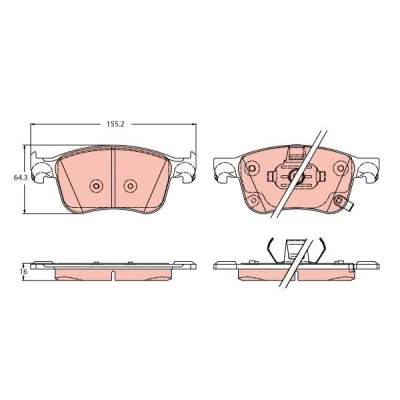 Immagine di TRW GDB2342 Kit pastiglie freno con segnalatore acustico usura FORD: Focus Mk4 Hatchback, Kuga 2, Mk3, FORD USA: Edge Mk2