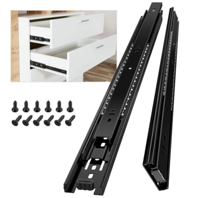 Immagine di AOLISHENG 550mm guide per cassetti estensione totale cassetto binari scorrevoli capacità di carico 45 kg, 1 paio (2 pezzi) nero