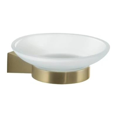 Immagine di GEDY Portasapone Tonale, Porta Saponetta in Acciaio Inox, Cromall e Vetro Satinato, Fissaggio con Viti Incluse, Oro Matt, 3,9x10,9x11,5cm