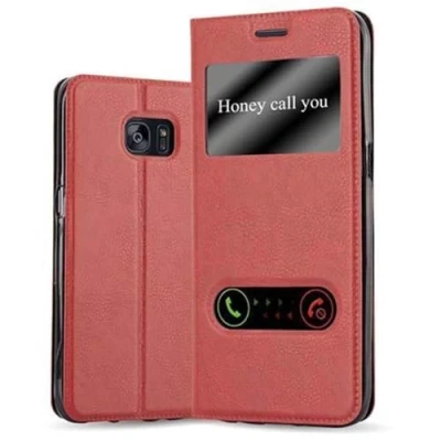 Immagine di Cadorabo Custodia Libro per Samsung Galaxy S7 EDGE in ROSSO ZAFFERANO con Funzione Stand e Chiusura Magnetica Portafoglio Cover Case Wallet Book Etui Protezione