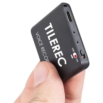 Immagine di TileREC Il Più Sottile Registratore Audio con 1145 ore Capacita Mini Attivazione Vocale 30 Batteria USB C File mp3 Custodia Metallica Resistente