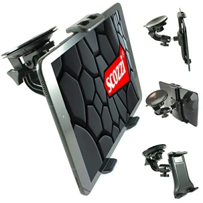 Immagine di scozzi Supporto per tablet da auto (ventosa 9 cm), universale Apple iPad, Samsung Galaxy Tab, Huawei MediaPad) 11 4 3 2 S7 S6 S5e S4 A7 A E M6 M5 T5 Lite Air Mini Pro