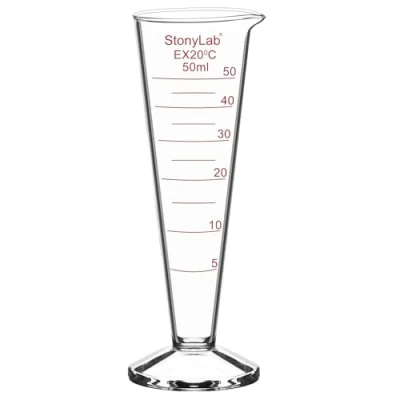 Immagine di stonylab Cilindro Graduato, 1 Pack Conico in Vetro Borosilicato con Ampia Bocca e Beccuccio per Misurazioni Precise, 50 ml