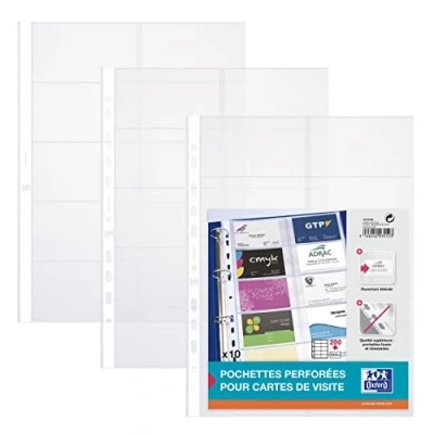 Immagine di Elba 100206988 Buste con porta biglietti da visita, formato A4, in PVC, per 55 x 95 mm, 10 pezzi