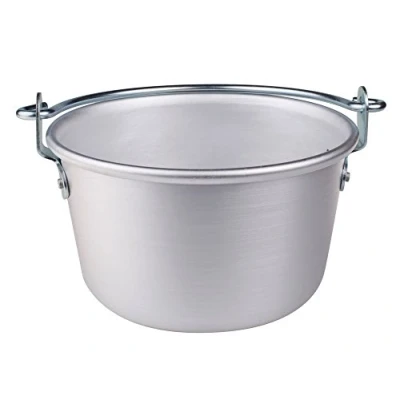 Immagine di Pentole Agnelli FAMA4434 Paiolo con Manico Arco e Orlo in Alluminio BLTF, 34 cm, Argento