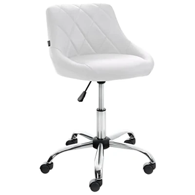 Immagine di CLP Sgabello Da Lavoro Lazio In Similpelle I Con Ruote, Colore:bianco, Materiale:Ecopelle