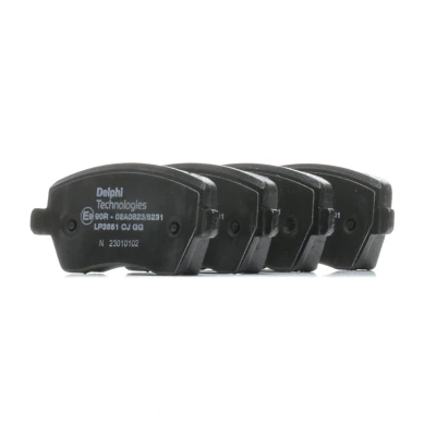 Immagine di DELPHI LP3551 Kit pastiglie freno Non predisposto per contatto segnalazione usura con lamierino anticigolío accessori NISSAN: Note I, DACIA: Lodgy