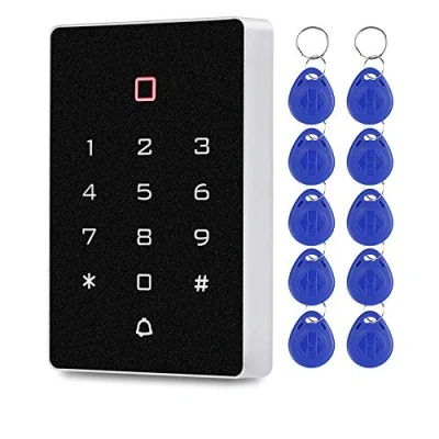 Immagine di FTSTech 125 KHz EM/ID Tastiera Standalone con Interfaccia Wiegand Lettore RFID per il controllo di Accesso Appartamento Kit Sicurezza 10pz Blu Portachiavi