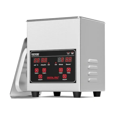 Immagine di VEVOR Pulitore ad Ultrasuoni 1,3L Dispositivo per Pulizia Macchina da 50W con Timer Riscaldatore, Digitale 40 kHz Cestello Parti Gioielli