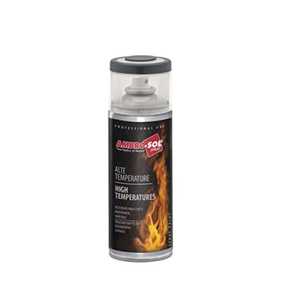 Immagine di Ambro Sol V400TEMP6 Smalto / Vernice Alte Temperature, Consente di Rinnovare le Superfici Soggette ad Bomboletta Spray in Banda Stagnata Riciclabile 400 ml, Grigio Antracite