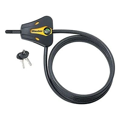 Immagine di Master Lock cavo di sicurezza, Python ™ sicurezza con chiave regolabile, 1,8 m. Lungo, giallo e nero, 8419DPF