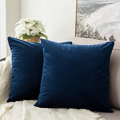 Immagine di MIULEE Confezione da 2 Federe in Velluto Copricuscini Decorativi Fodere Quadrate per Cuscino Divano Camera Letto Casa45X45cm Blu Navy
