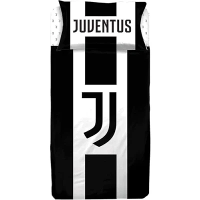 Immagine di hermet Juventus FC, Lenzuola Letto 1 Piazza e Mezza, Completo Lenzuolo Bianco Nero, Sopra, Con Angoli, Federa, 100% Puro Cotone, Prodotto Ufficiale