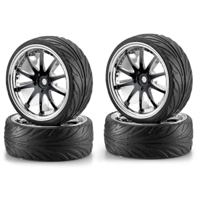 Immagine di Carson 500900080 01:10 Big Wheel Set 02, 10 Razze, Accessori Modello, 4 Pezzi, Nero/Cromo