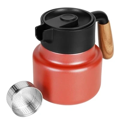 Immagine di Belle Vous Caraffa Termica Brocca Acciaio Inox con Infusore Thermos per Caffè Contenitore Termico a Doppia Parete 800 ml Bevande Calde/Fredde Termos Colore Rosso