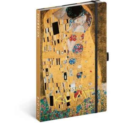 Immagine di NOTIQUE Taccuino a righe con elastico, 13 x 21 cm, circa A5, design copertina rigida, taccuino, diario, per adulti, donne (Gustav Klimt)