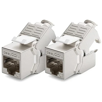 Immagine di deleyCON 2x CAT 7 Modulo Keystone Jack Ideale per CAT7 CAT6 CAT6a Cavi di Posa Connettore Patch Rete Schermatura STP RJ45 1000 MHz 10 Gbit/s Morsetto Taglio (LSA)