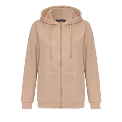 Immagine di Redbridge Felpa con cappuccio Premium Basic cerniera per tutti i giorni e il tempo libero, beige., M