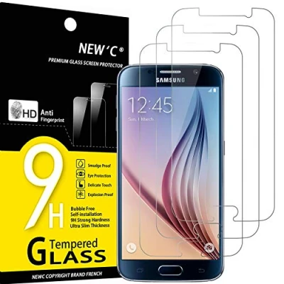 Immagine di NEW&#039;C 3 Pezzi, Vetro Temperato per Samsung Galaxy S6, Pellicola Prottetiva Anti Graffio, Impronte, Senza Bolle, Durezza 9H, 0,33mm Ultra Trasparente, Resistente