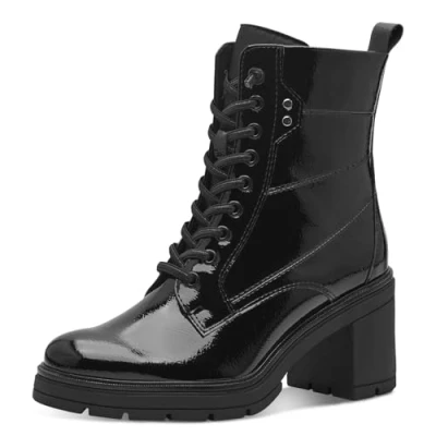 Immagine di MARCO TOZZI Stivaletti da Donna con Lacci 2 25284 43, Stivali alla Moda, Black Patent, 37 EU