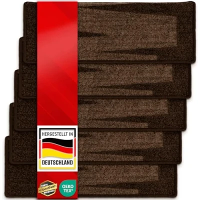 Immagine di casa pura Tappetini per gradini interni, autoadesivi, rettangolari, marroni, 15 pezzi, 65 x 23,5 cm, design moderno (Via Veneto)