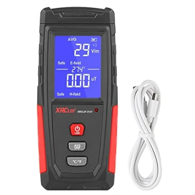 Immagine di Misuratore EMF, rilevatore di radiazioni elettromagnetiche digitali XRCLIF, tester EMF portatile, attrezzatura per la caccia ai fantasmi, monitor campo elettrico/campo magnetico
