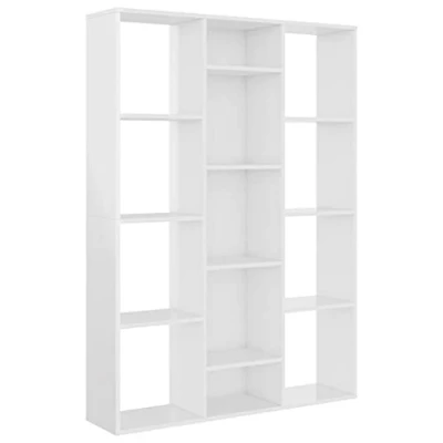 Immagine di vidaXL Libreria/Divisorio Versatile Moderna Elegante Robusta Scaffali Espositore Parete Attrezzata Bianco Lucido 100x24x140 cm in Truciolato