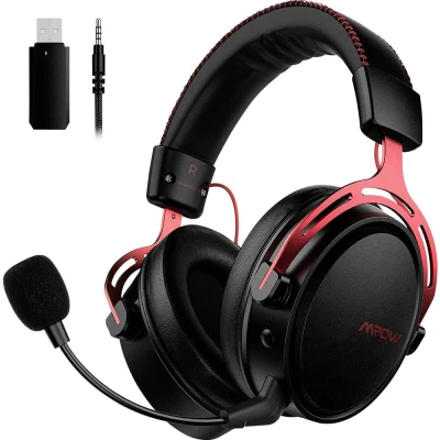 Immagine di Mipow Mpow Gaming Cuffie Over Ear Senza fili (via radio), via cavo Stereo Nero, Rosso Riduzione del rumore microfono Muto, regolazione volume