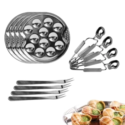Immagine di COOK CONCEPT Gusto e degustazione di lumache Utensili KU 6097 12 Pezzi in Acciaio Inox 32,5 x 23 3,8 cm