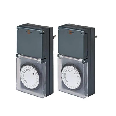 Immagine di Brennenstuhl timer MZ 44, presa meccanica (timer giornaliero, protezione IP44, con elevata da contatto e copertura protettiva), nero (timer, 2 pezzi)