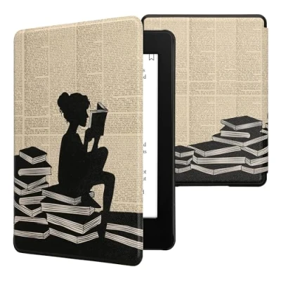 Immagine di kwmobile Cover per Kindle Paperwhite Custodia 6,8 Pollici 11 Generazione 2021 Copertina eReader eBook Reader Case Ragazza e Libri