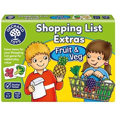 Immagine di Orchard Toys Shopping List Extras Pack Fruit &amp; Veg Educational Game for Kids, Add On to List, Age 3 7, Toddlers.