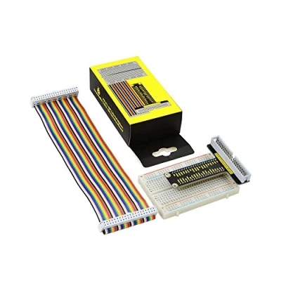 Immagine di Raspberry Pi GPIO breadboard Kit KEYESTUDIO Assembled t cobbler Breakout + nastro arcobaleno cavo 400 punti di
