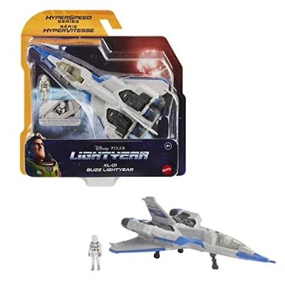 Immagine di Buzz Lightyear La vera storia di Serie Hyperspeed Navetta Spaziale XL 01 lunga 3,2 cm e Action Figure da 17,8 cm, Giocattolo per Bambini 4+ Anni, HHJ94