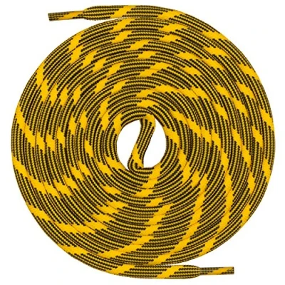 Immagine di Mount Swiss©, lacci arrotolati per trekking e scarpe da lavoro, extra resistenti agli strappi, diametro 5 mm, lunghezza 70  220 cm, in poliestere, Giallo (Gelb/Schwarz M2), 130